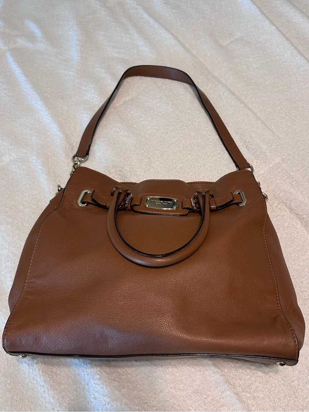 Michael Kors Cognac Brown Leather Satchel with Top Handles